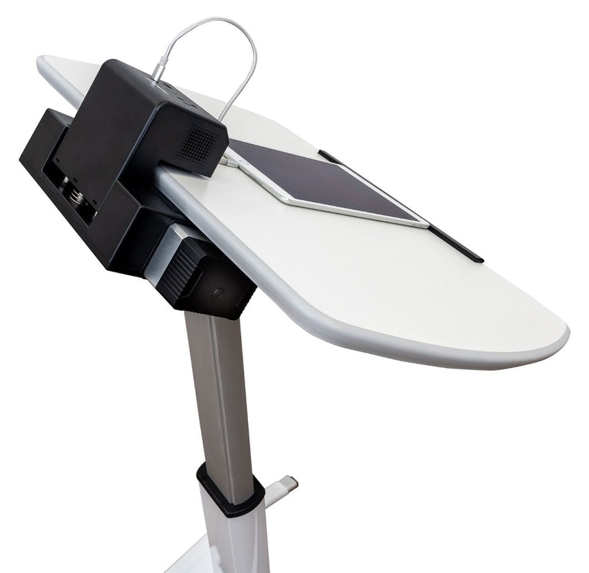 Luxor Pneumatic Height-Adjustable Lectern with KwikBoost EdgePower Charging Station (Luxor LUX-LX-PNADJ-EPW) - SchoolOutlet