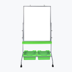 Mobile  Whiteboard - Double-sided Magnetic Dry Erase School Markerboard with Storage Bins for Classrooms- Luxor MB3040WBIN
