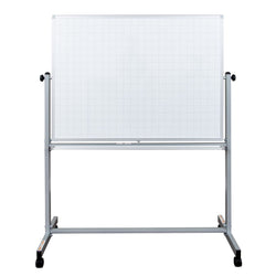 48"W x 36"H Mobile Whiteboard - Ghost Grid/Whiteboard Double-sided Magnetic dry erase markerboard - Luxor MB4836LB