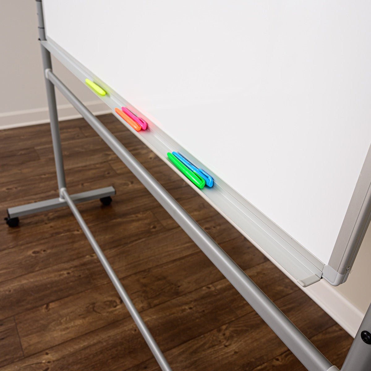 60"W x 40"H Mobile Whiteboard - Double-sided Magnetic dry erase markerboard - Luxor MB6040WW - SchoolOutlet