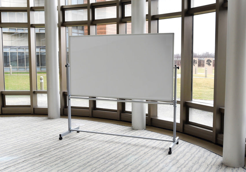 Mobile Whiteboard Magnetic, Reversible Dry Erase Markerboard - 72"W x 40"H - SchoolOutlet