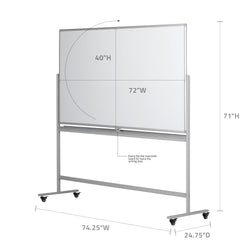 Easy Flip and Lock, Double-Sided, 72" x 40" Magnetic Whiteboard Conference Room Meeting Easel - Gray