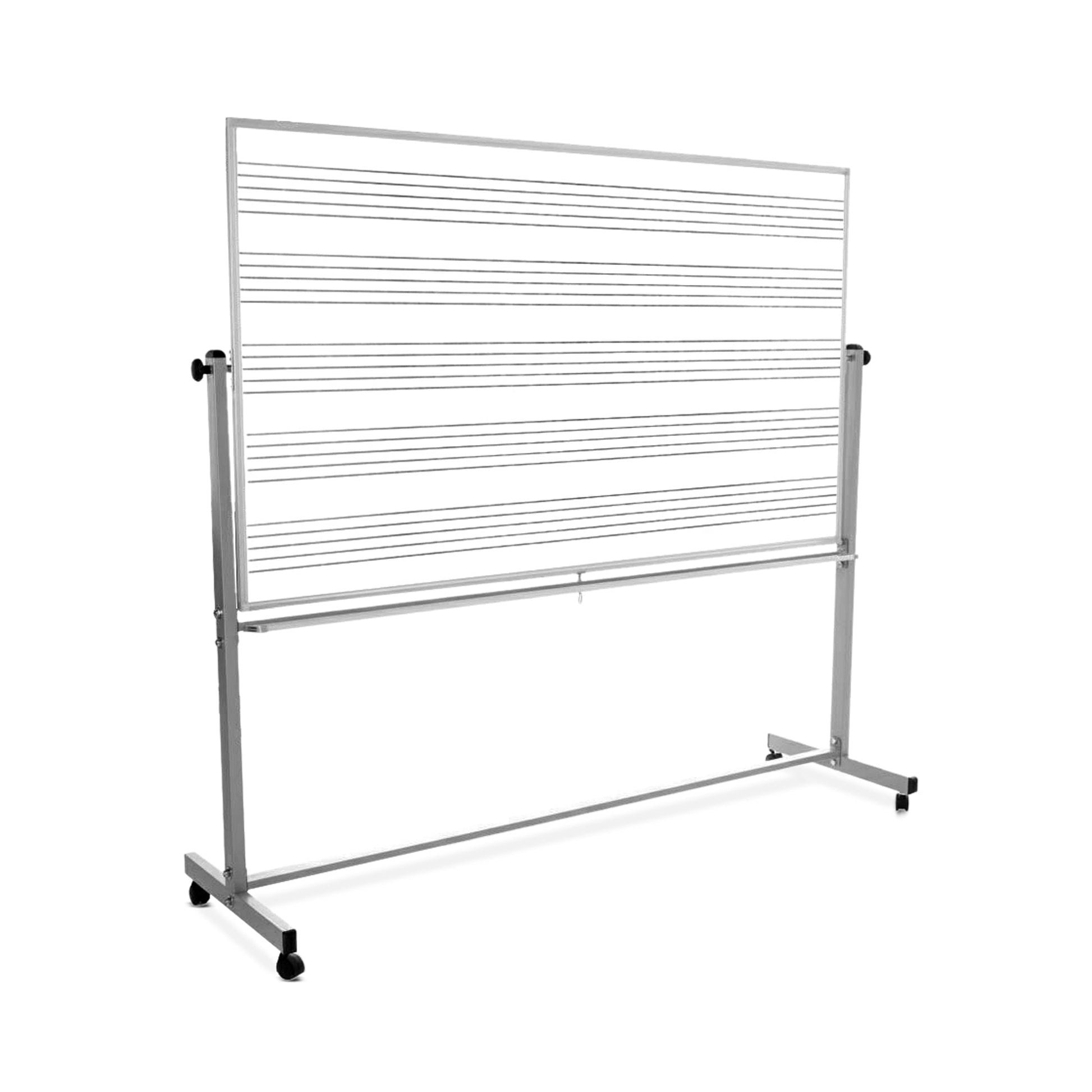 72"W x 48"H Mobile Whiteboard - Double-sided Music Whiteboard Magnetic dry erase markerboard - Luxor MB7248MM - SchoolOutlet
