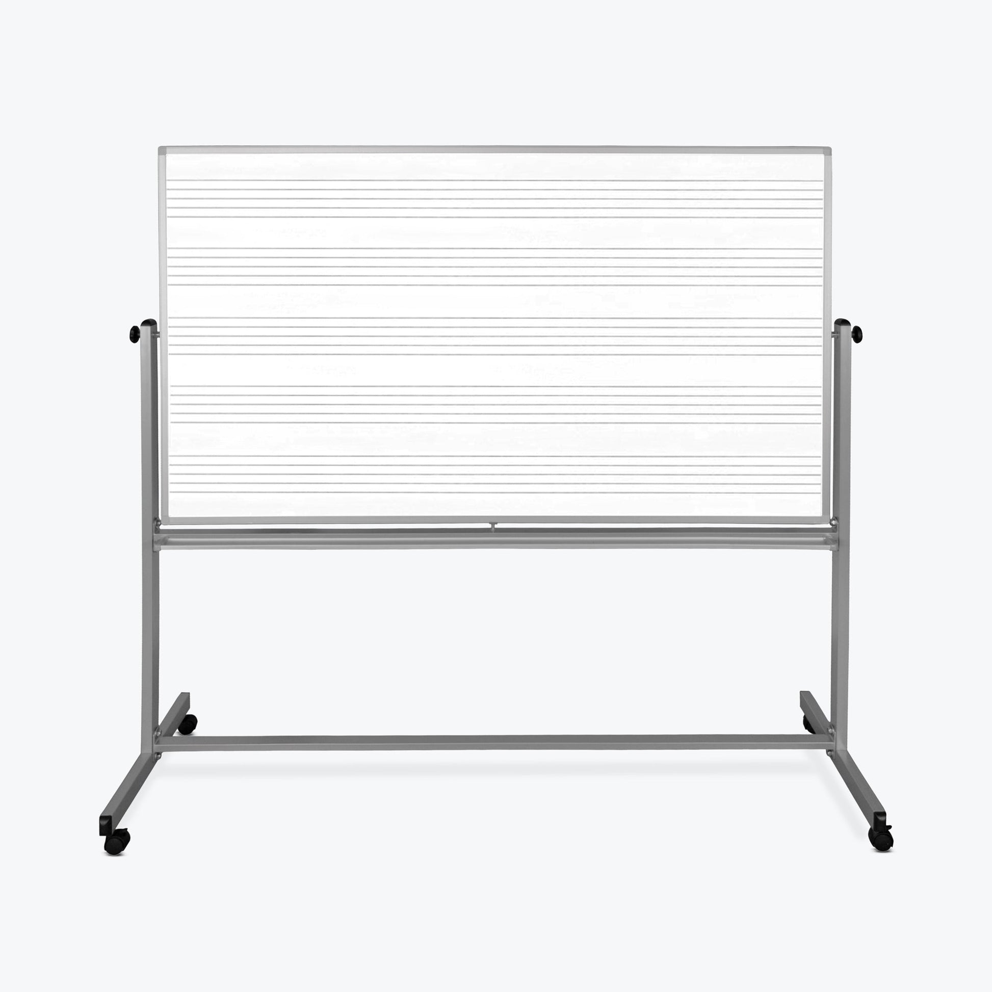 72"W x 48"H Mobile Whiteboard - Double-sided Music Whiteboard Magnetic dry erase markerboard - Luxor MB7248MM - SchoolOutlet