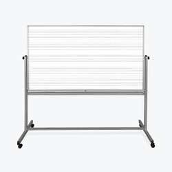 72"W x 48"H Mobile Whiteboard - Double-sided Music Whiteboard Magnetic dry erase markerboard - Luxor MB7248MM