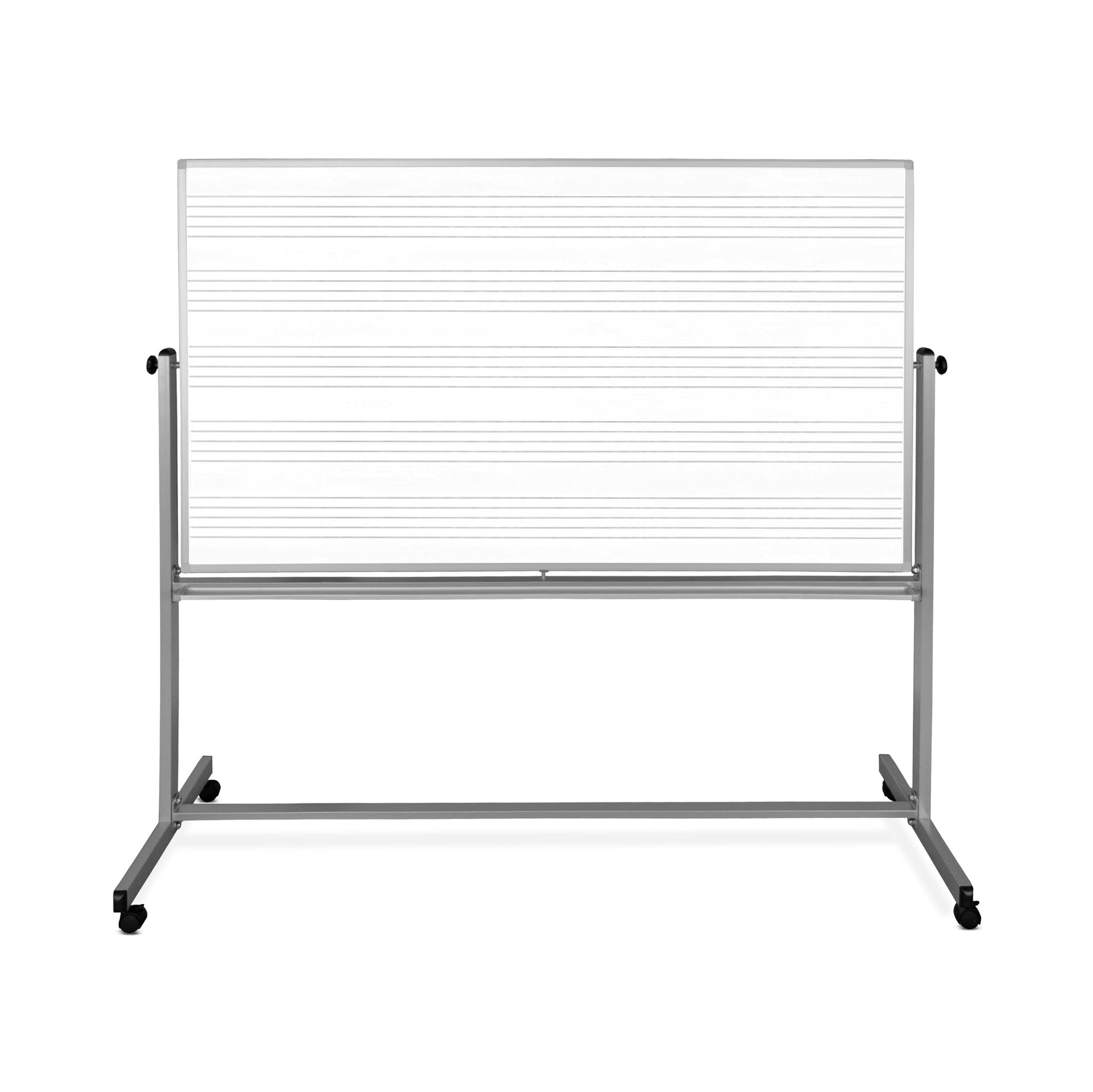 72"W x 48"H Mobile Whiteboard - Double-sided Music&Whiteboard Magnetic dry erase markerboard - Luxor MB7248MW - SchoolOutlet