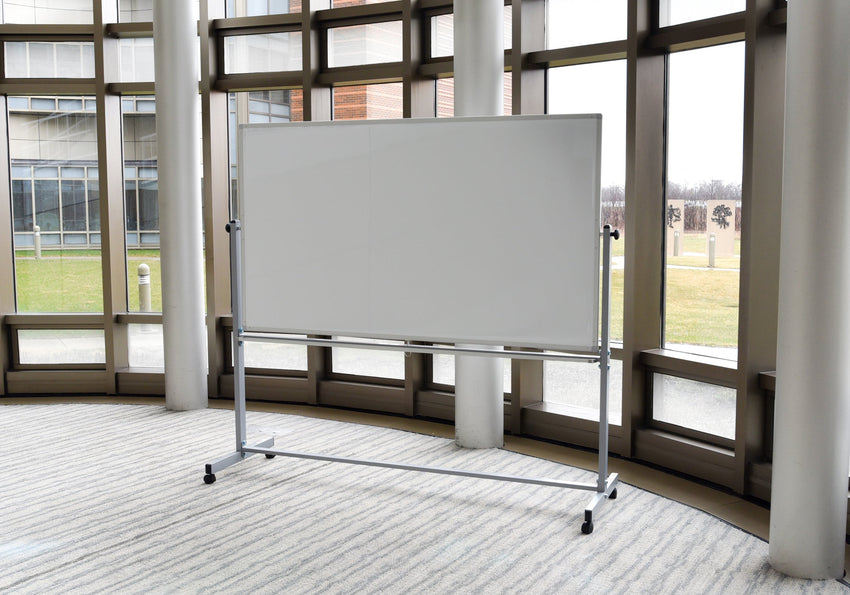 Mobile Whiteboard Magnetic, Reversible Dry Erase Markerboard - 72"W x 48"H - SchoolOutlet