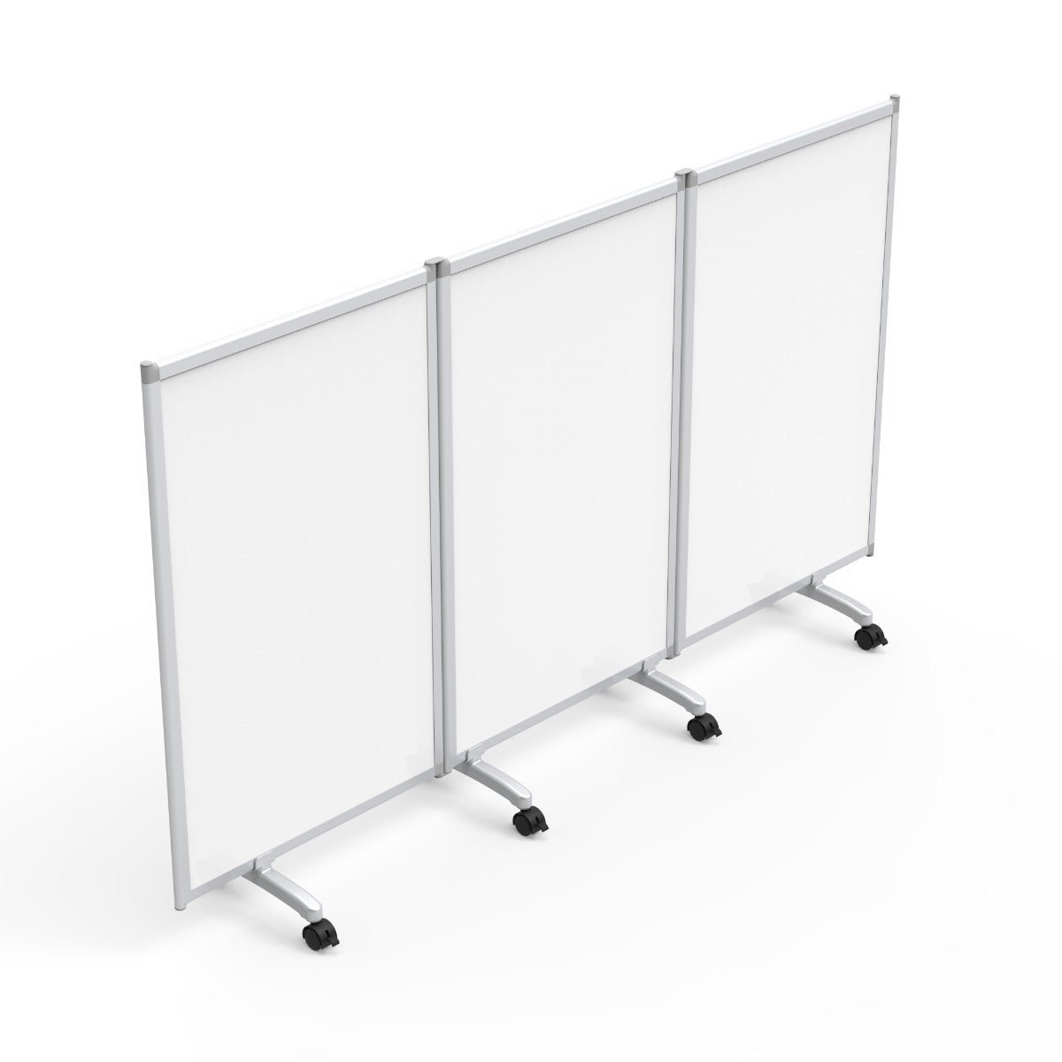 91"W x 52"H Mobile Whiteboard - 3-Panel Folding Room Divider Magnetic dry erase markerboard - Luxor MB9152WW - SchoolOutlet