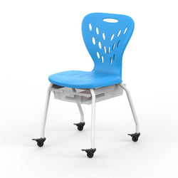 Luxor MBS-CHAIR - Stackable School Chair with Wheels and Storage - 17.25" - Blue (LUX-MBS-CHAIR)