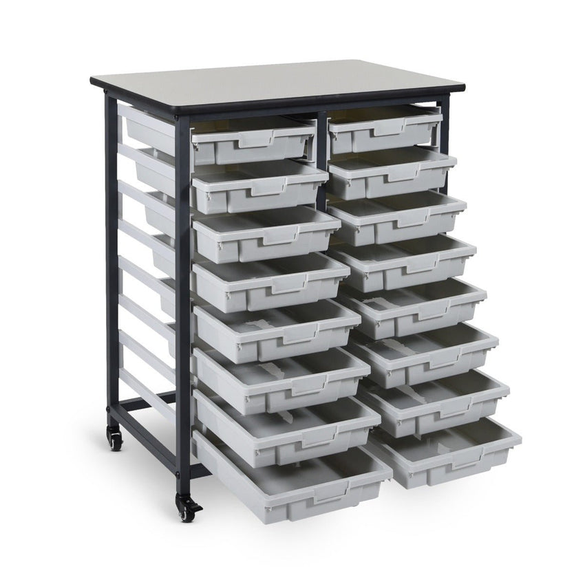 Luxor Mobile Bin Storage Unit - Double Row (LUX-MBS-DR-16S) - SchoolOutlet