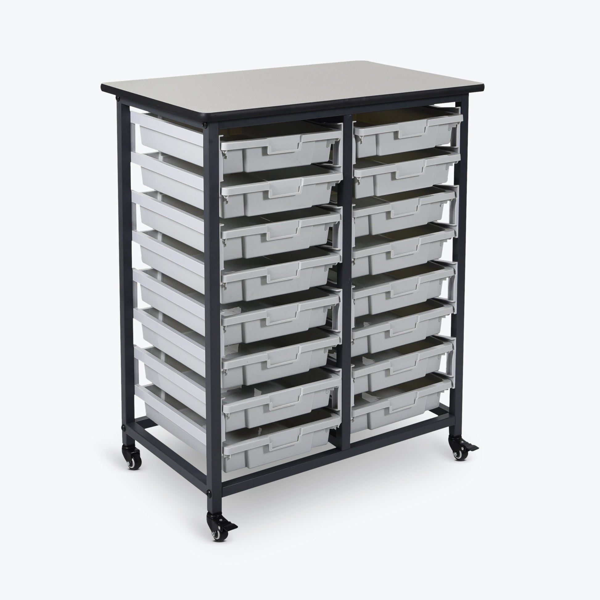 Luxor Mobile Bin Storage Unit - Double Row (LUX-MBS-DR-16S) - SchoolOutlet