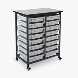 Luxor Mobile Bin Storage Unit - Double Row  (LUX-MBS-DR-16S)