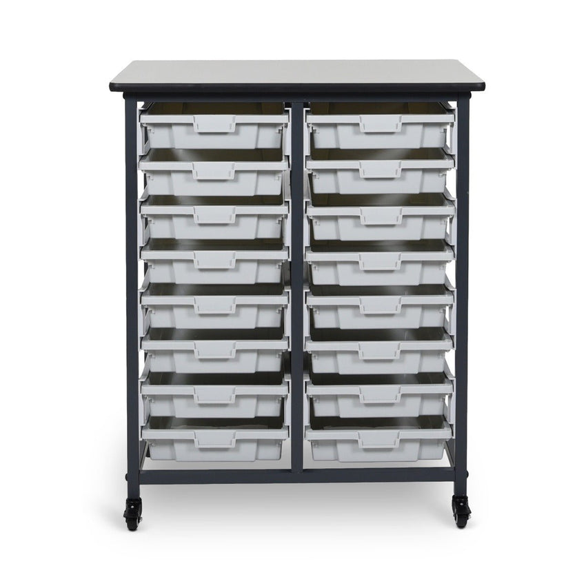 Luxor Mobile Bin Storage Unit - Double Row (LUX-MBS-DR-16S) - SchoolOutlet