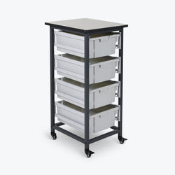 Luxor Mobile Bin Storage Unit - Single Row - Large Bins  (LUX-MBS-SR-4L)
