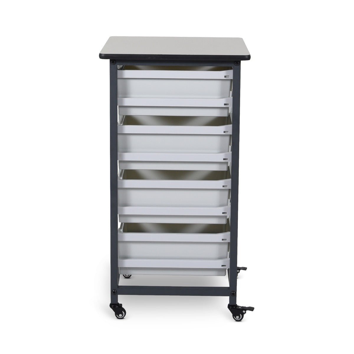 Luxor Mobile Bin Storage Unit - Single Row - Large Bins (LUX-MBS-SR-4L) - SchoolOutlet