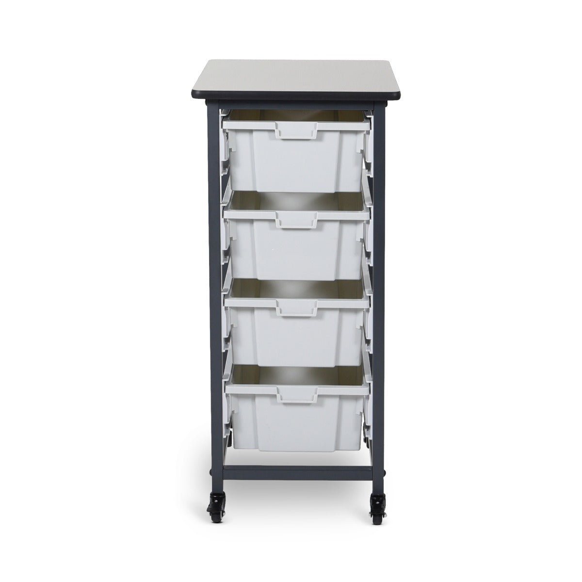 Luxor Mobile Bin Storage Unit - Single Row - Large Bins (LUX-MBS-SR-4L) - SchoolOutlet