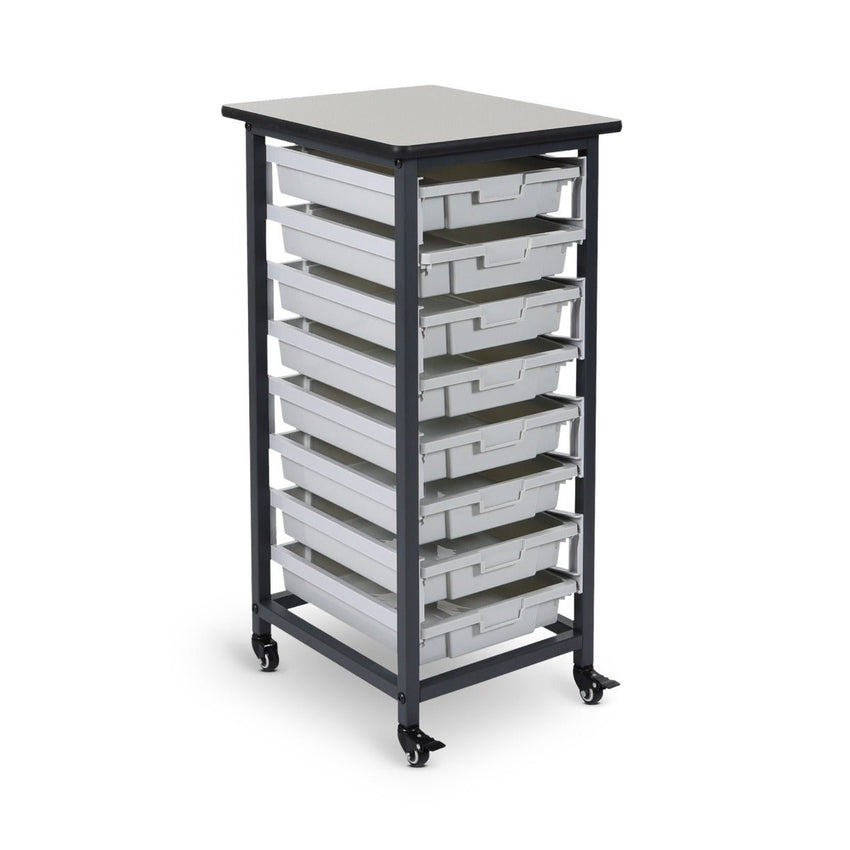 Luxor Mobile Bin Storage Unit - Single Row - Small Bins (LUX-MBS-SR-8S) - SchoolOutlet