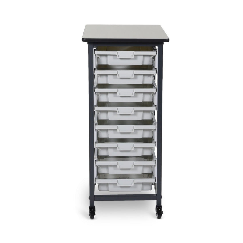 Luxor Mobile Bin Storage Unit - Single Row - Small Bins (LUX-MBS-SR-8S) - SchoolOutlet