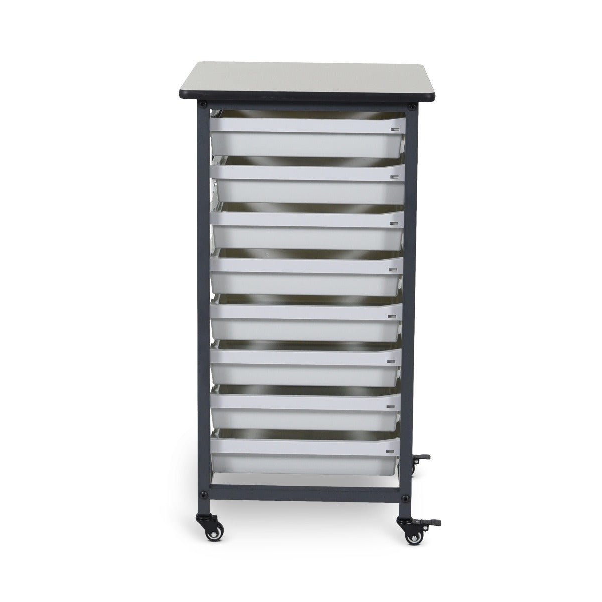 Luxor Mobile Bin Storage Unit - Single Row - Small Bins (LUX-MBS-SR-8S) - SchoolOutlet