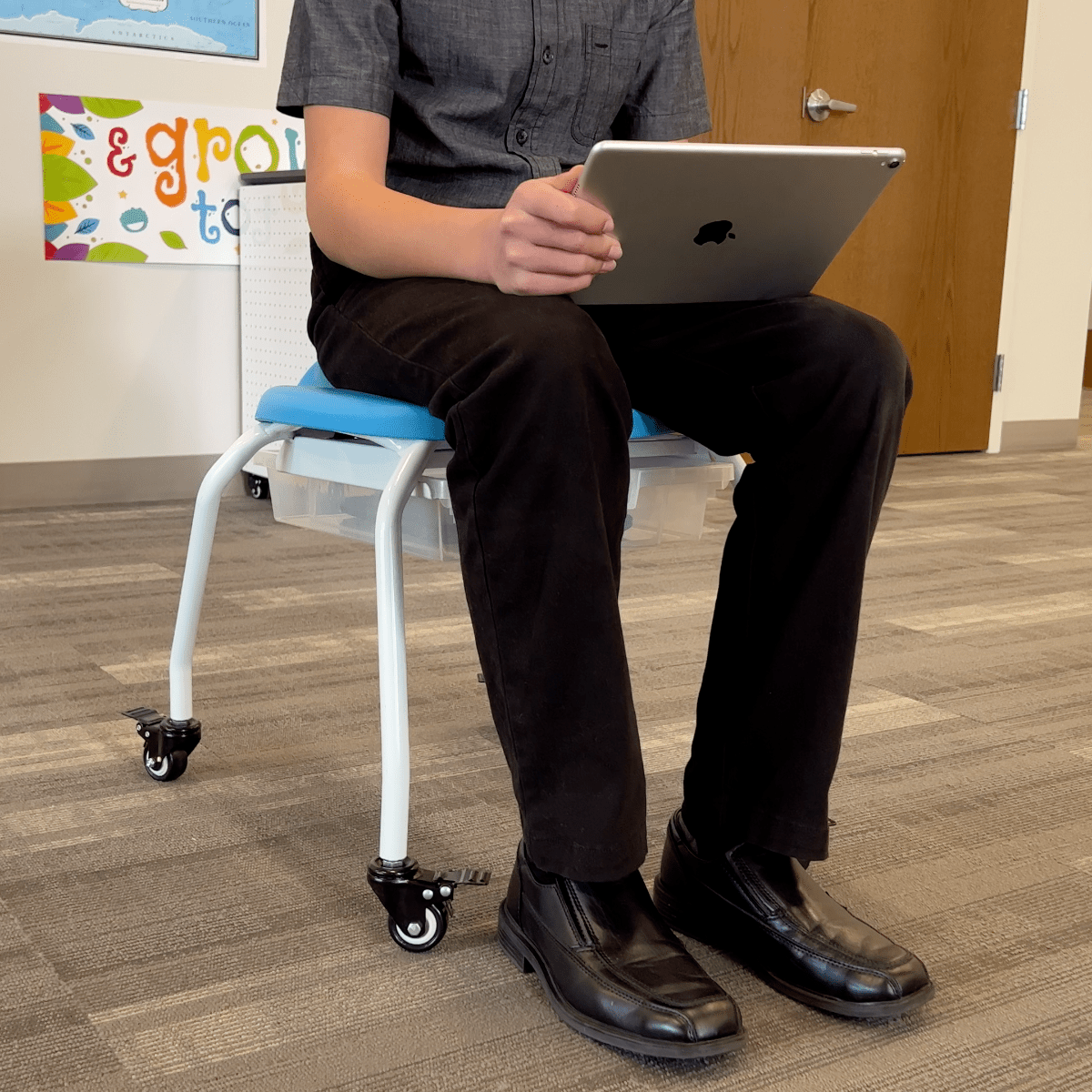 Luxor MBS-STOOL-1 - Stackable Classroom Stool with Wheels and Storage (LUX-MBS-STOOL-1) - SchoolOutlet