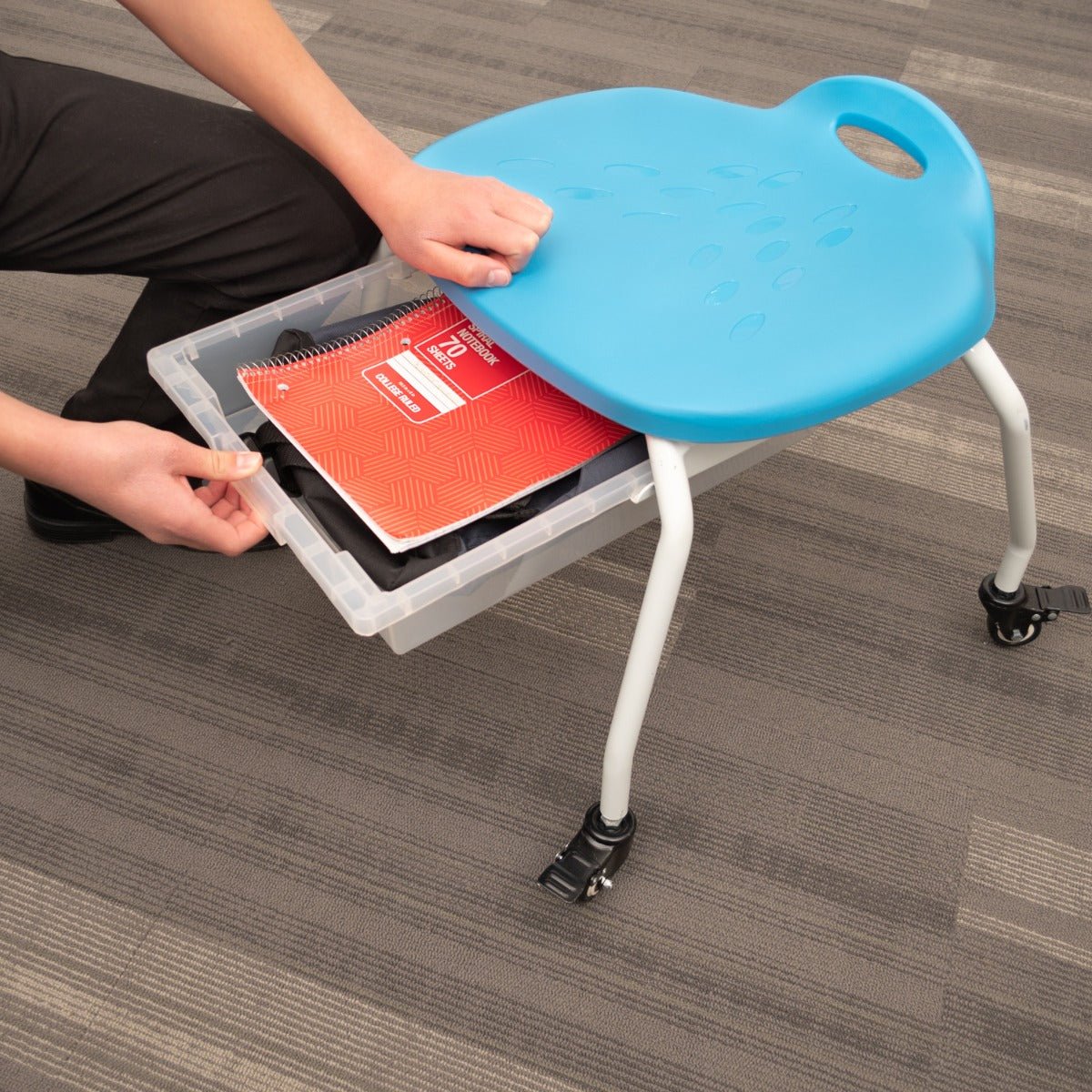 Luxor MBS-STOOL-1 - Stackable Classroom Stool with Wheels and Storage (LUX-MBS-STOOL-1) - SchoolOutlet