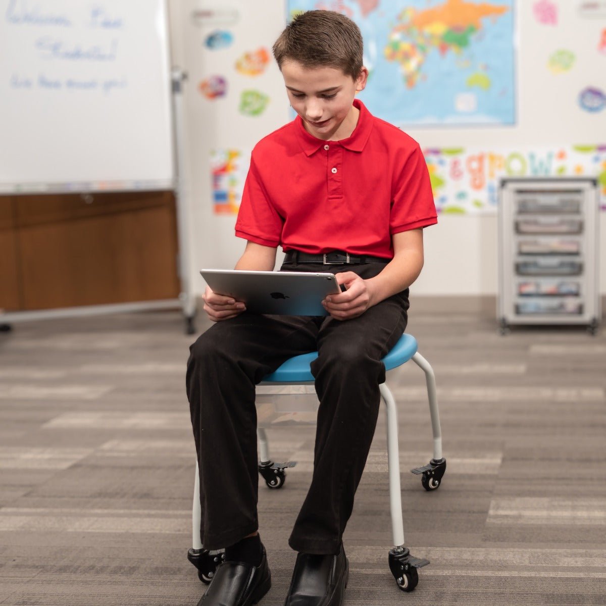 Luxor MBS-STOOL-1 - Stackable Classroom Stool with Wheels and Storage (LUX-MBS-STOOL-1) - SchoolOutlet