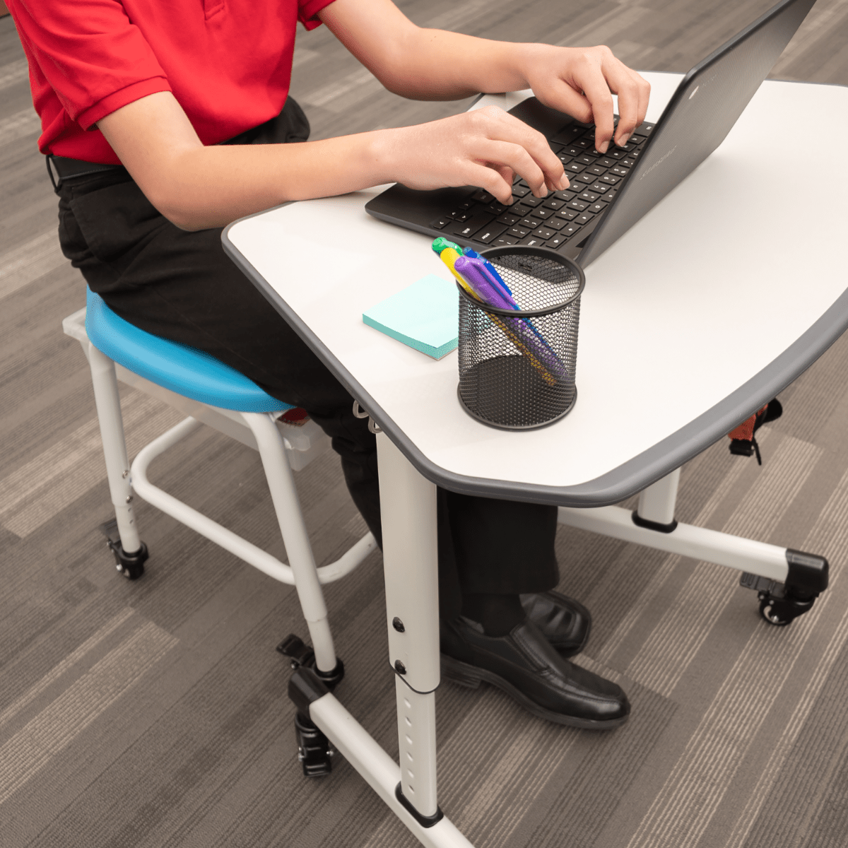 Luxor MBS-STOOL-2 - Adjustable-Height Stackable Classroom Stool with Wheels and Storage (LUX-MBS-STOOL-2) - SchoolOutlet