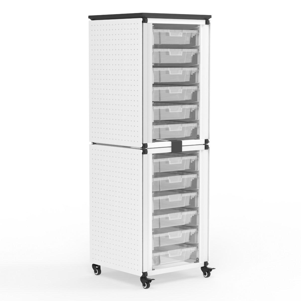Luxor Modular Classroom Storage Cabinet - 2 stacked modules with 12 small bins (LUX-MBS-STR-12-12S) - SchoolOutlet