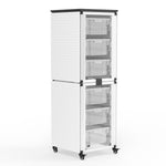 Luxor Modular Classroom Storage Cabinet - 2 stacked modules with 6 large bins (LUX-MBS-STR-12-6L) - SchoolOutlet