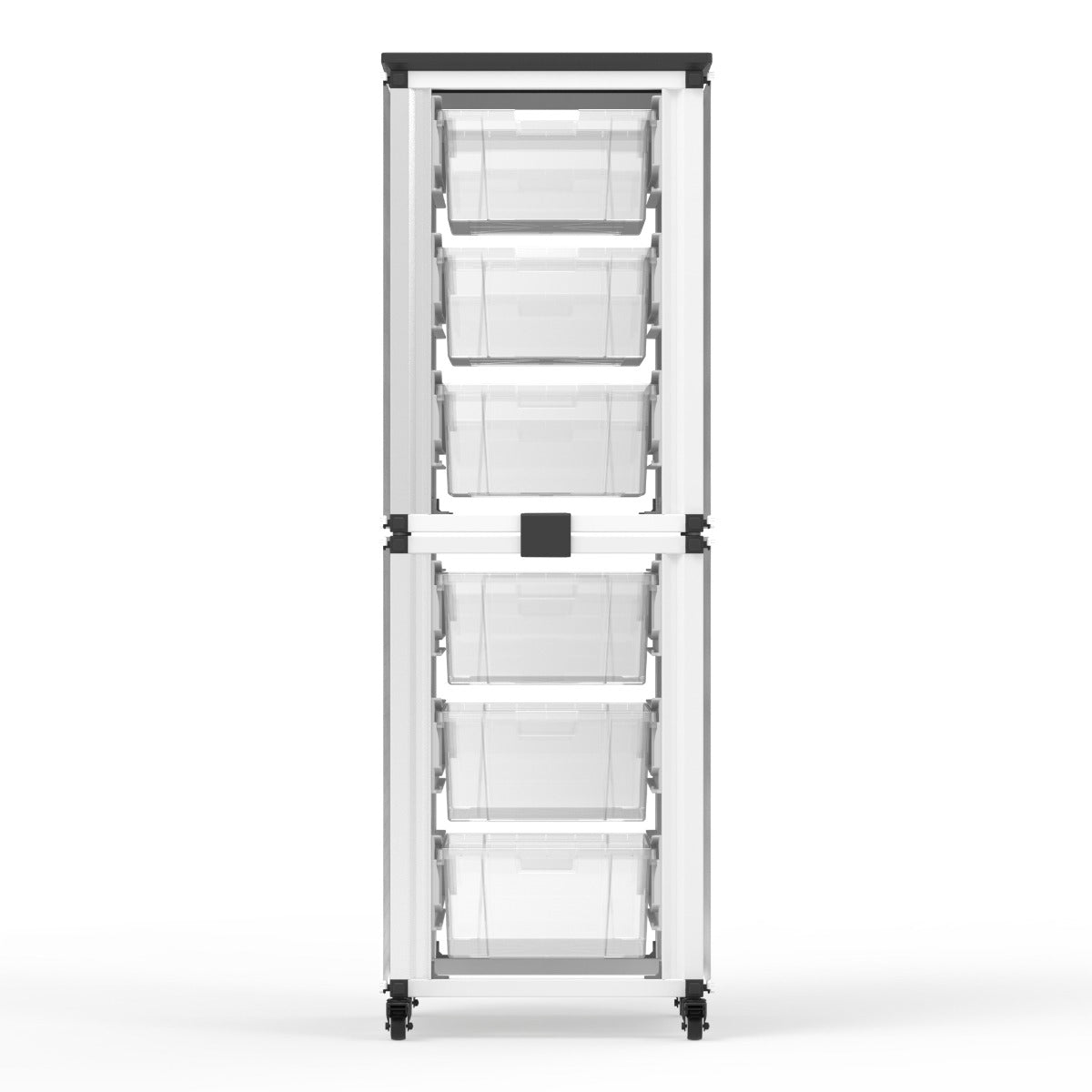 Luxor Modular Classroom Storage Cabinet - 2 stacked modules with 6 large bins (LUX-MBS-STR-12-6L) - SchoolOutlet