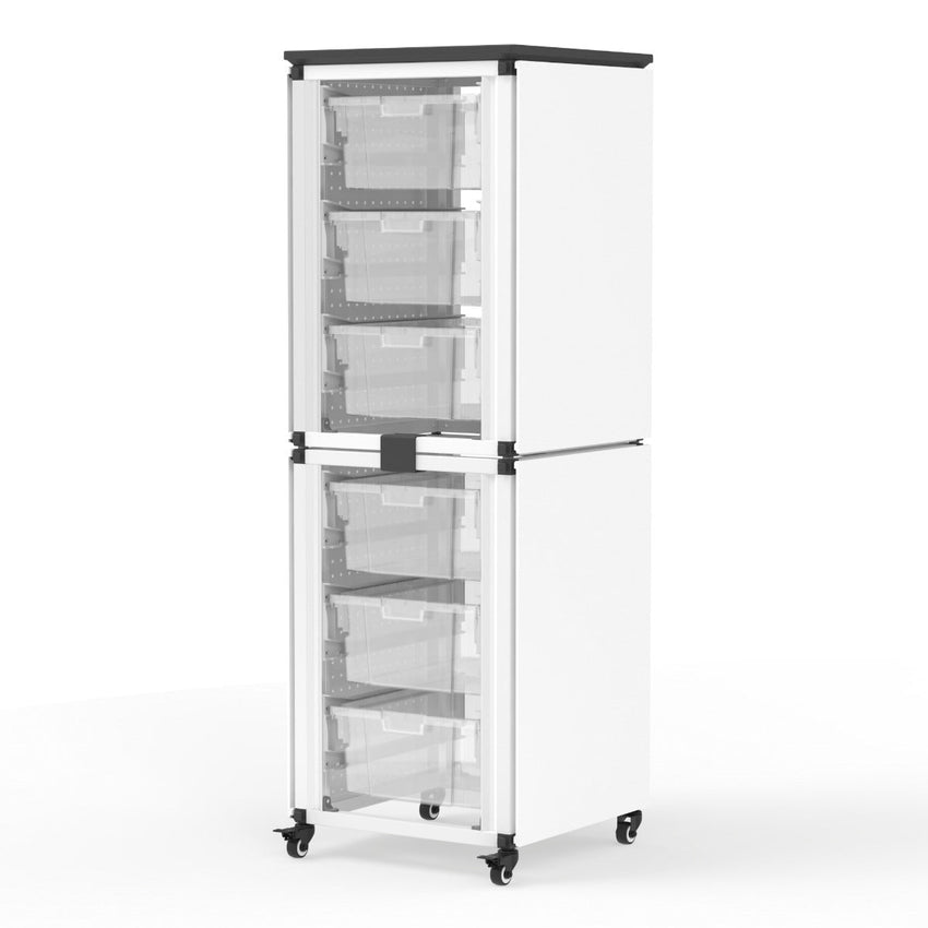 Luxor Modular Classroom Storage Cabinet - 2 stacked modules with 6 large bins (LUX-MBS-STR-12-6L) - SchoolOutlet