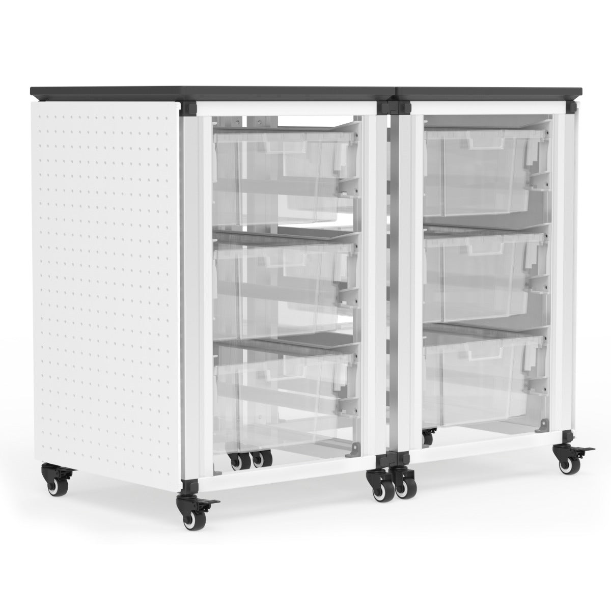 Luxor Modular Classroom Storage Cabinet - 2 side-by-side modules with 6 large bins (LUX-MBS-STR-21-6L) - SchoolOutlet