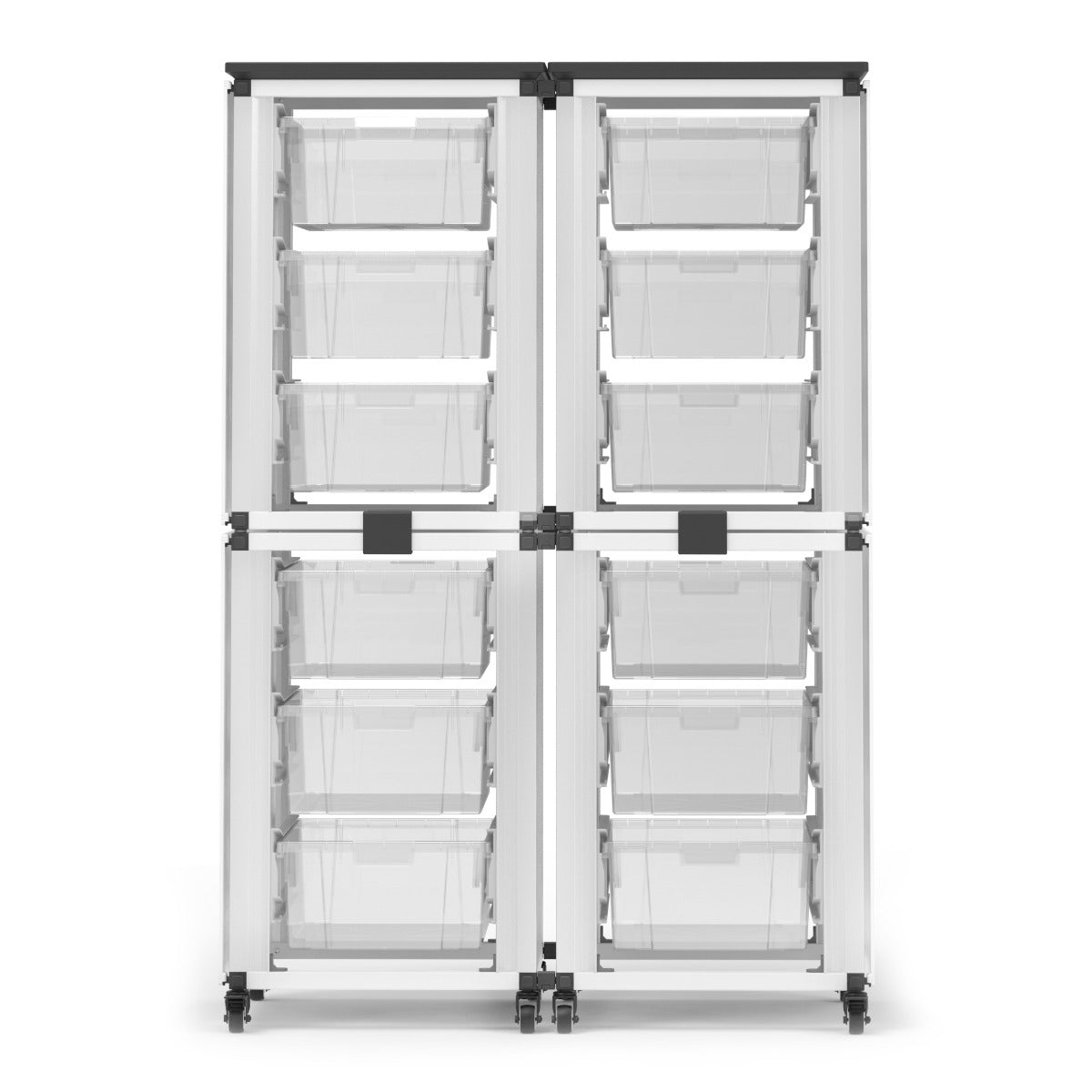 Luxor Modular Classroom Storage Cabinet - 4 stacked modules with 12 large bins (LUX-MBS-STR-22-12L) - SchoolOutlet