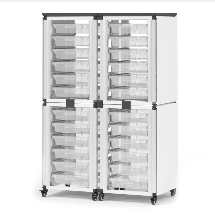 Luxor Modular Classroom Storage Cabinet - 4 stacked modules with 24 small bins (LUX-MBS-STR-22-24S) - SchoolOutlet