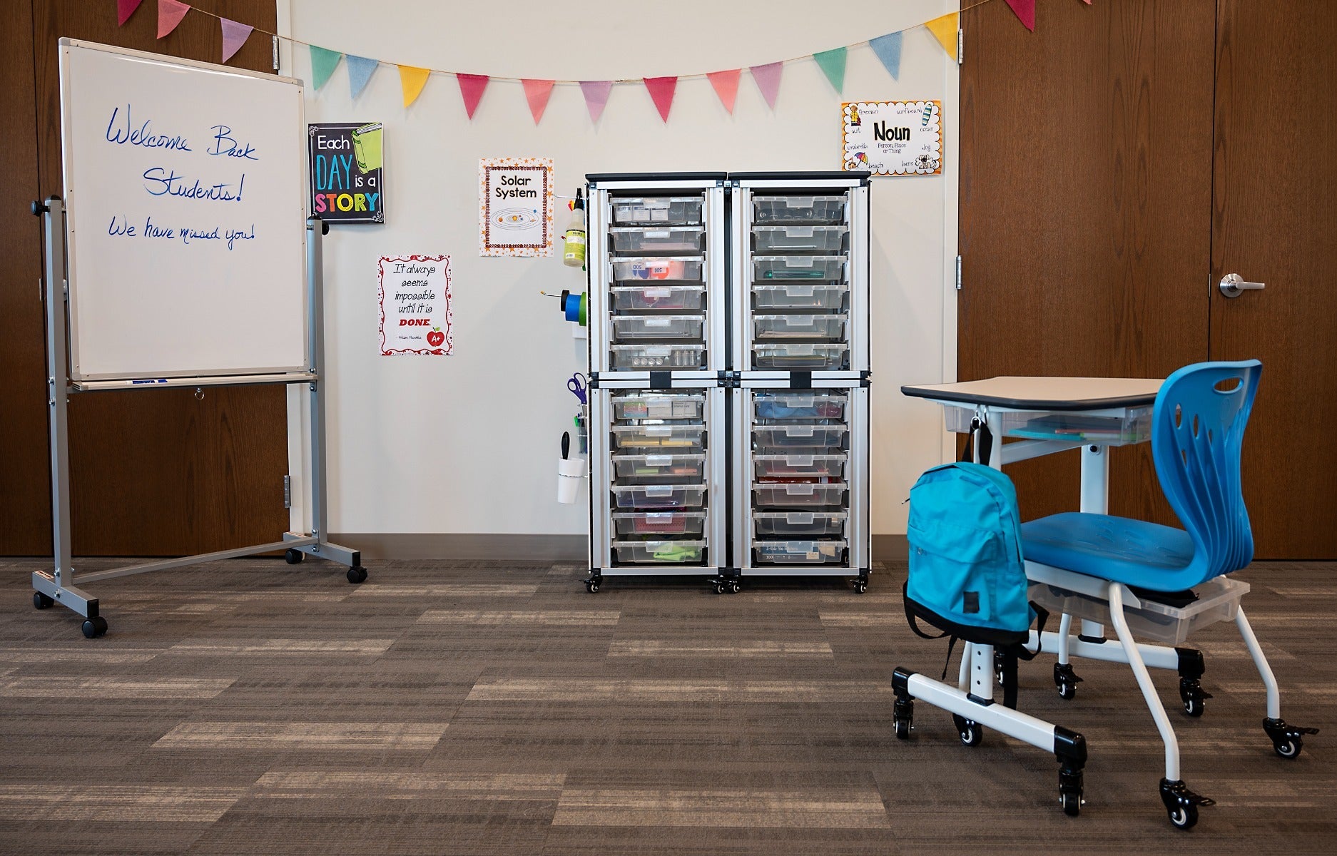 Luxor Modular Classroom Storage Cabinet - 4 stacked modules with 24 small bins (LUX-MBS-STR-22-24S) - SchoolOutlet