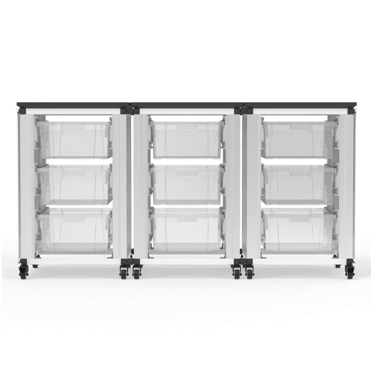 Luxor Modular Classroom Storage Cabinet - 3 side-by-side modules with 9 large bins (LUX-MBS-STR-31-9L) - SchoolOutlet