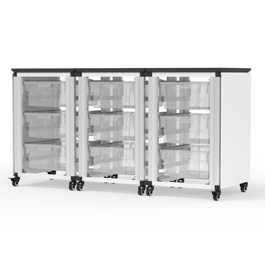 Luxor Modular Classroom Storage Cabinet - 3 side-by-side modules with 9 large bins (LUX-MBS-STR-31-9L) - SchoolOutlet