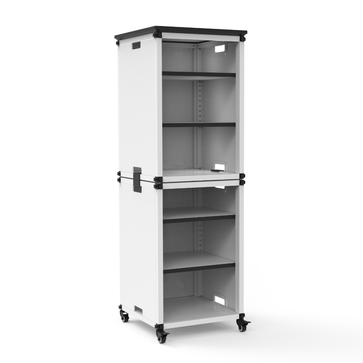 Luxor Modular Classroom Bookshelf - Narrow Stacked Modules with Casters and Tabletop (LUX-MBSCB06) - SchoolOutlet