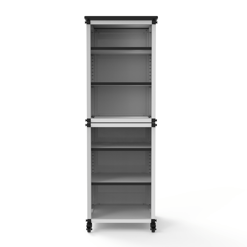 Luxor Modular Classroom Bookshelf - Narrow Stacked Modules with Casters and Tabletop (LUX-MBSCB06) - SchoolOutlet