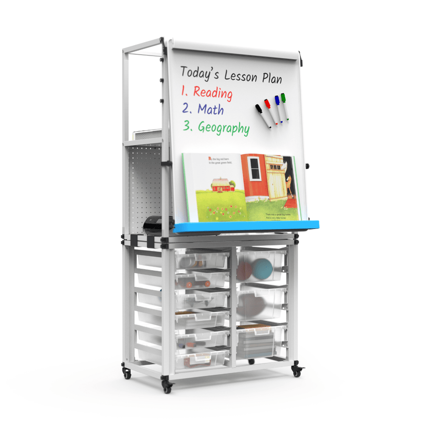 Luxor Modular Teacher Easel with Storage (Luxor LUX-MBSRWSTN) - SchoolOutlet