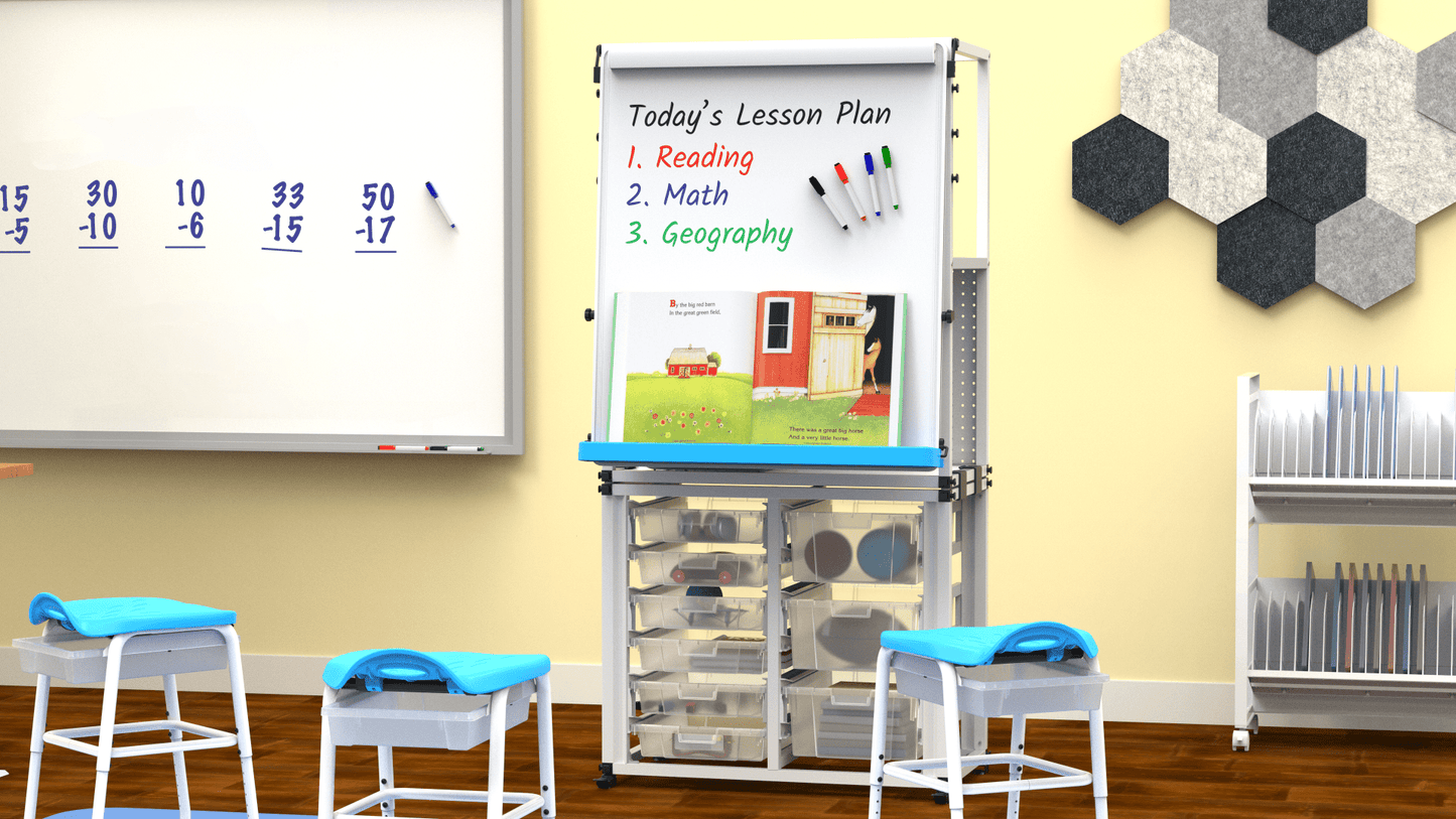 Luxor Modular Teacher Easel with Storage (Luxor LUX-MBSRWSTN) - SchoolOutlet