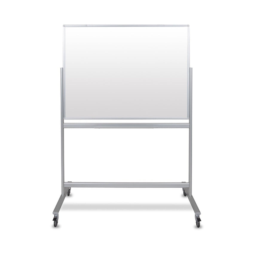 Luxor MMGB4836 - Double-Sided Mobile Magnetic Glass Marker Board - 48"W x 36"H (LUX-MMGB4836) - SchoolOutlet
