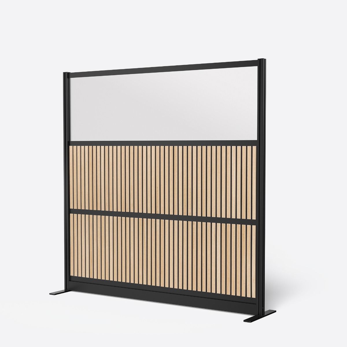 Luxor Modular Wall 70 x 70 - Wood Slats and Frosted Acrylic in Black Frame (Luxor LUX-MW-7070-WAB) - SchoolOutlet