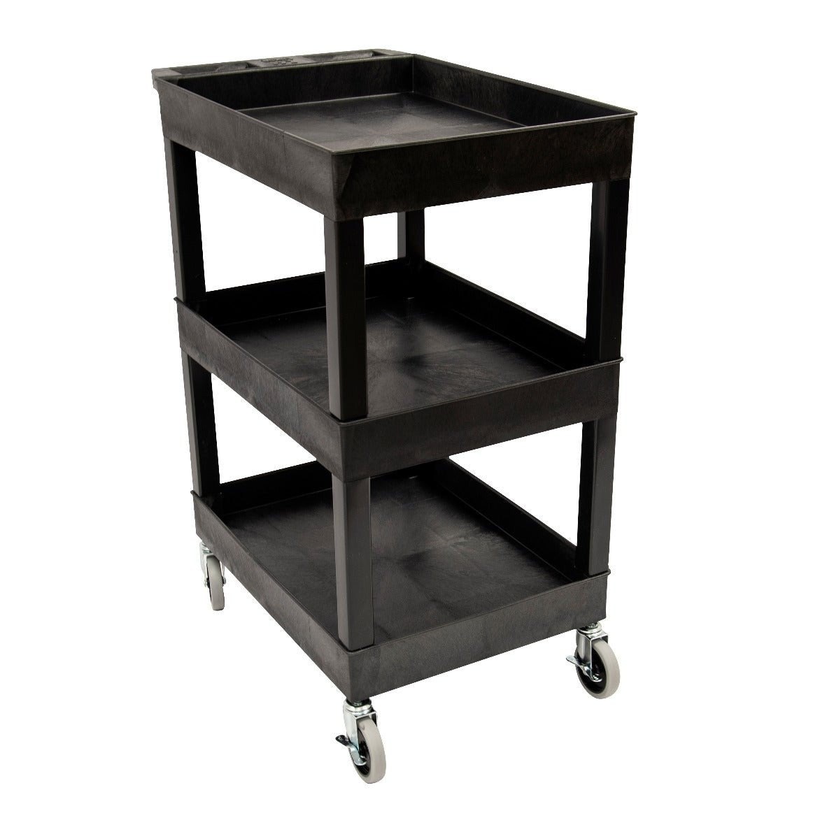 Luxor 24" x 18" Plastic Utility Tub Cart - Three Shelves with Outrigger Utility Cart Bins (Luxor LUX-SEC111-B-OUTRIG) - SchoolOutlet