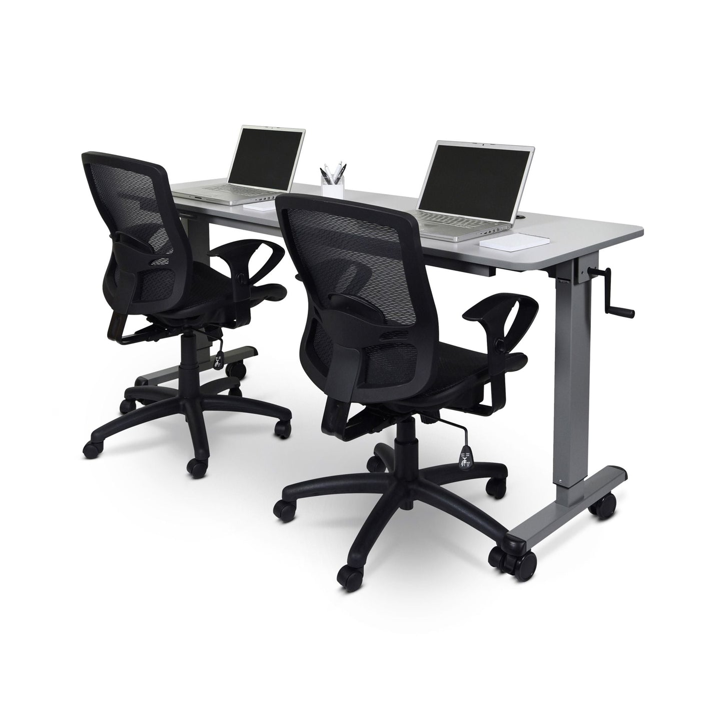 Luxor STAND-NESTC-72 - 72" Adjustable Flip Top Table, Crank Handle(LUX-STAND-NESTC-72) - SchoolOutlet