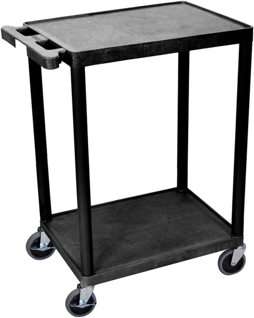 Luxor STC22-B Multipurpose Utility Cart with 2 Shelf - Black - SchoolOutlet
