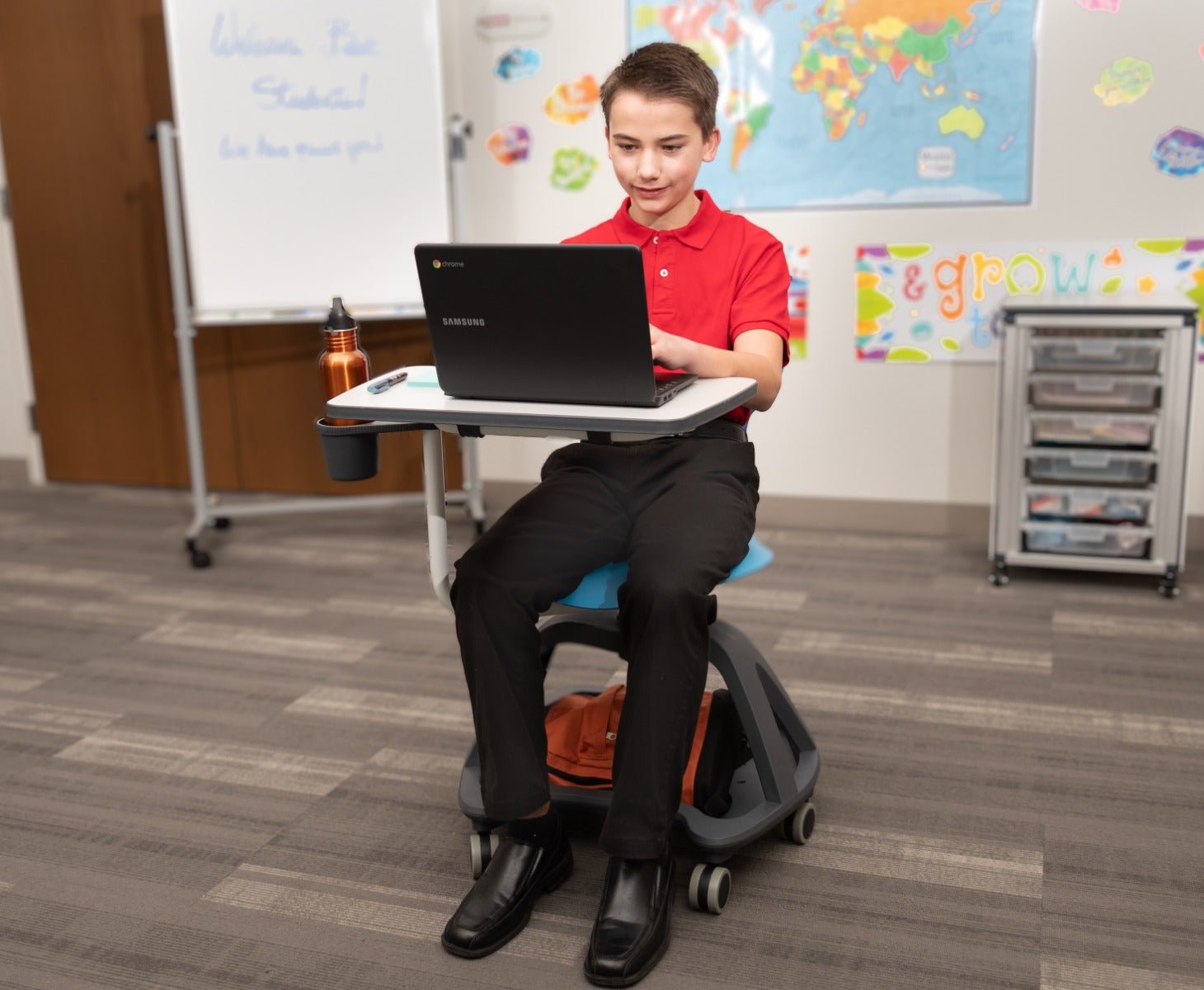 Mobile Tablet Arm Student Desk and Chair by Luxor for Schools and Classroom - SchoolOutlet