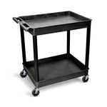 Luxor TC11-B - Flat Top and Tub Middle/Bottom Shelf Cart (Luxor LUX-TC11-B) - Black - SchoolOutlet