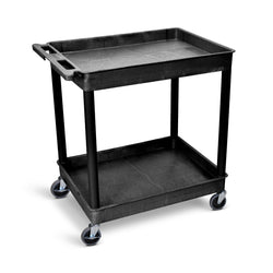 Luxor TC11-B - Flat Top and Tub Middle/Bottom Shelf Cart (Luxor LUX-TC11-B) - Black