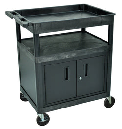 Luxor TC122C-B - Large Tub Top & Flat Shelf Cart w/ Cabinet (Luxor LUX-TC122C-B)